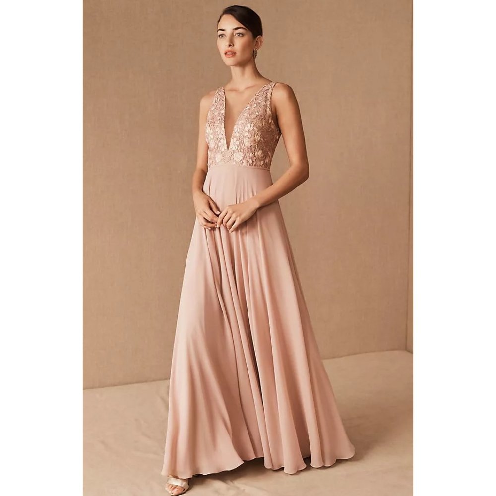 BHLDN JENNY YOO KINSLEY DRESS [Size: 0 / Whipped Apricot]